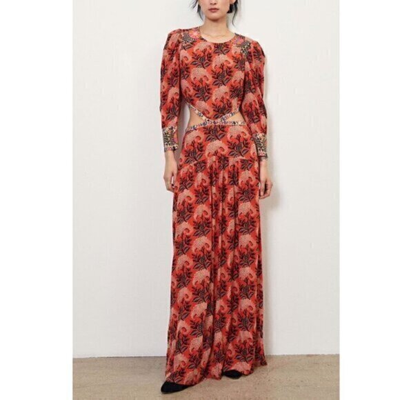 ba&sh Gabriel Cut Out Open Back Floral Print Maxi Dress - Picture 2 of 10